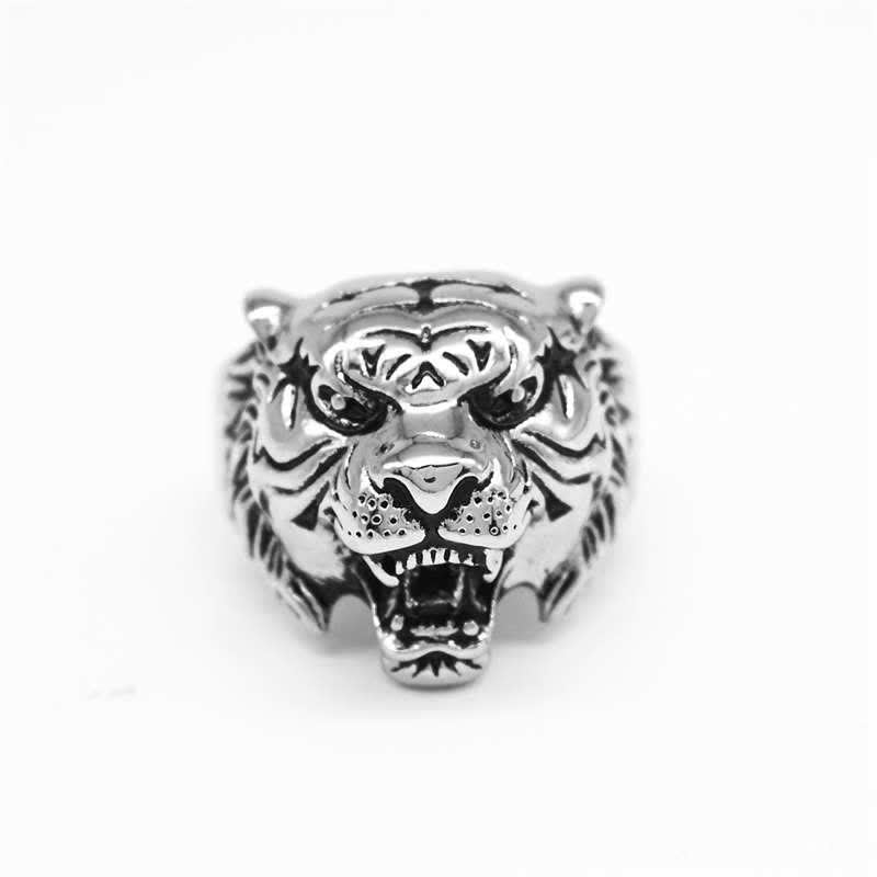 Titanium Steel Tiger Head Ring for Balance and Calm Energy