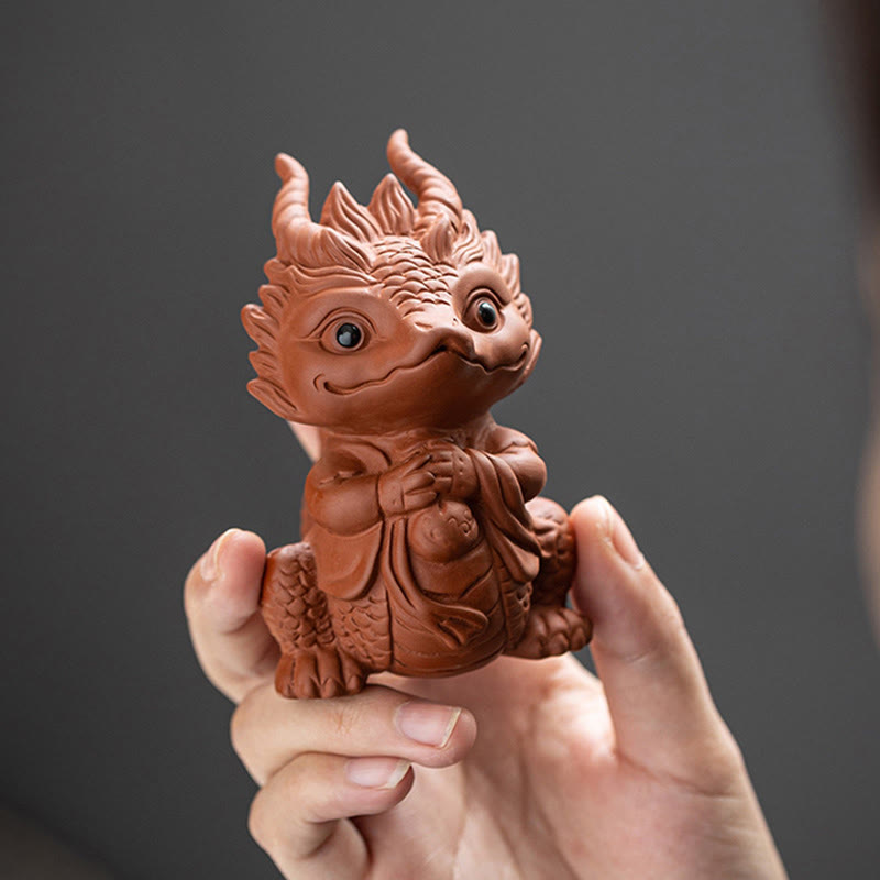 Purple Clay Luck Dragon Tea Pet Figurine | Spiritual Statue