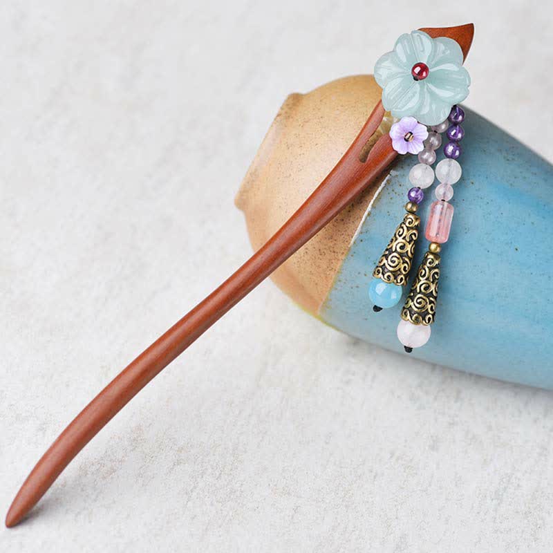 Red Sandalwood Amethyst Aventurine Protection Hairpin Chinese Style