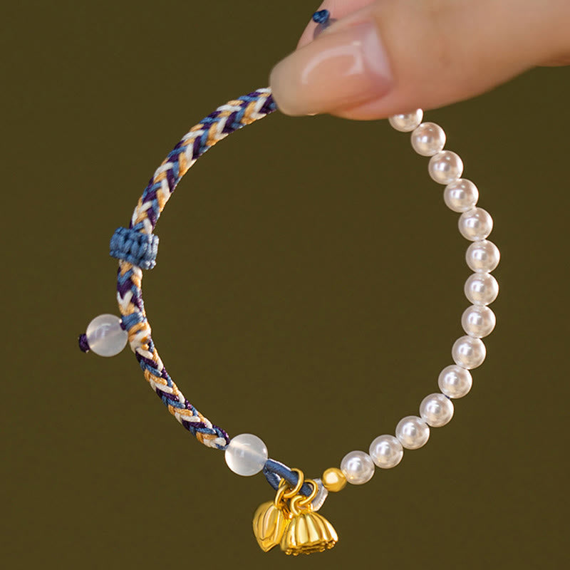 925 Sterling Silver Lotus Pearl Bracelet with Chalcedony | Prosperity