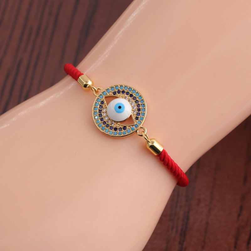 Adjustable Evil Eye Protection Bracelet with Red String and Copper