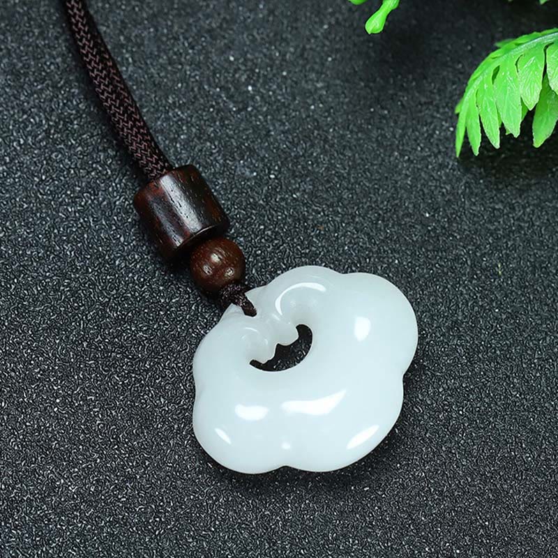 Unisex Tianshan Jade Chinese Lock Abundance Necklace