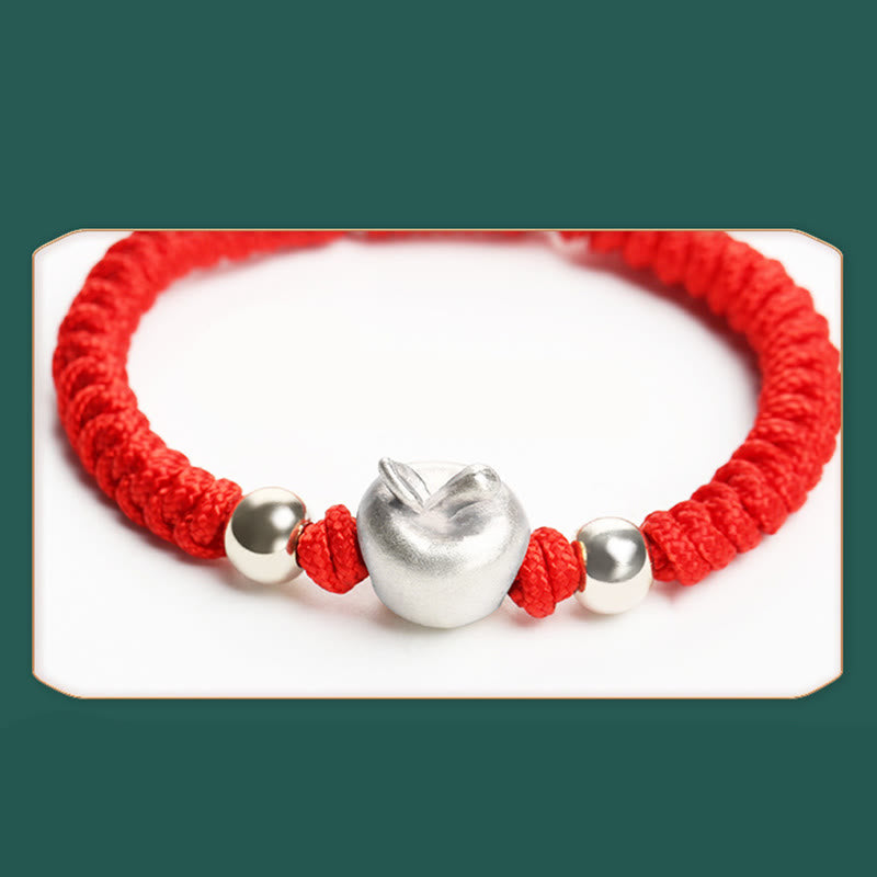 999 Sterling Silver Apple Red String Protection Bracelet