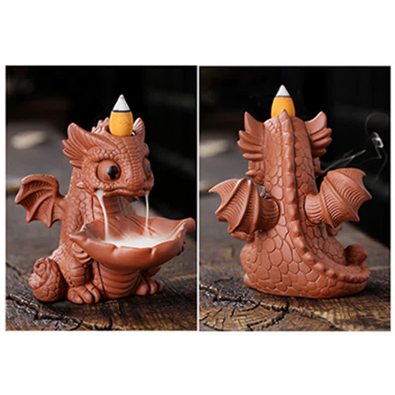 Purple Clay Dinosaur Incense Burner for Meditation & Rituals