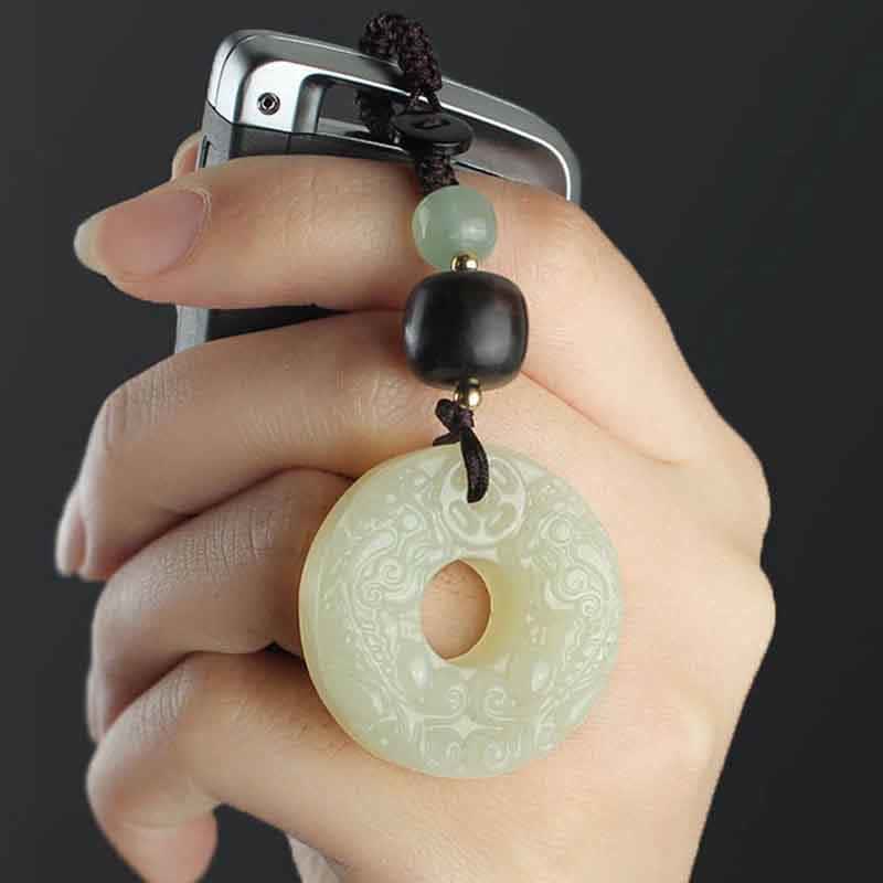 Pixiu Jade Peace Buckle Key Chain for Wealth & Abundance