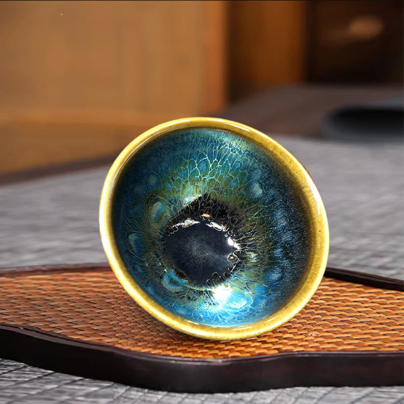 Jianzhan Ceramic Tea Cup 9.5cm Blue Glaze Handmade