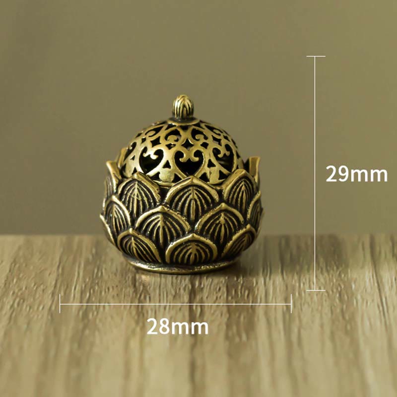 Tibetan Mini Lotus Pattern Copper Incense Burner