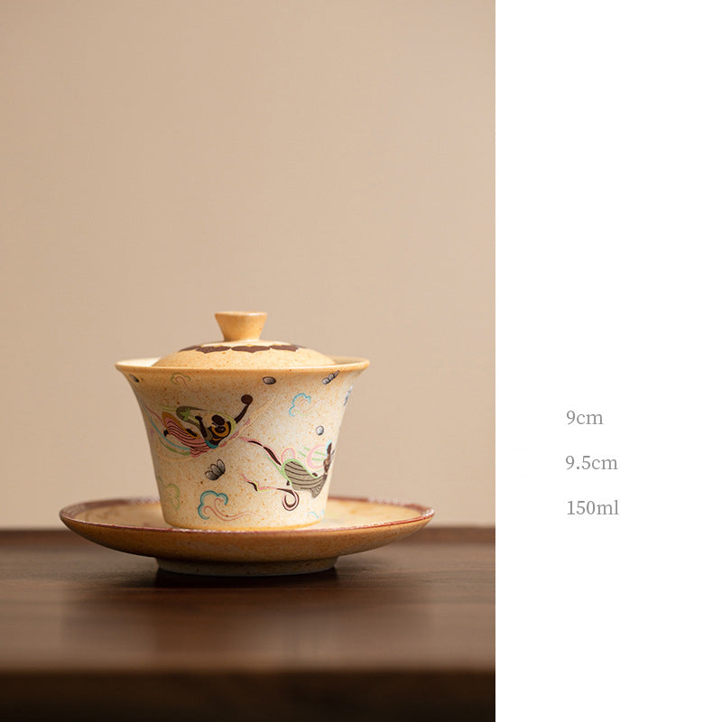 Dunhuang Ceramic Gaiwan with Thousand Buddhas & Lid 150ml