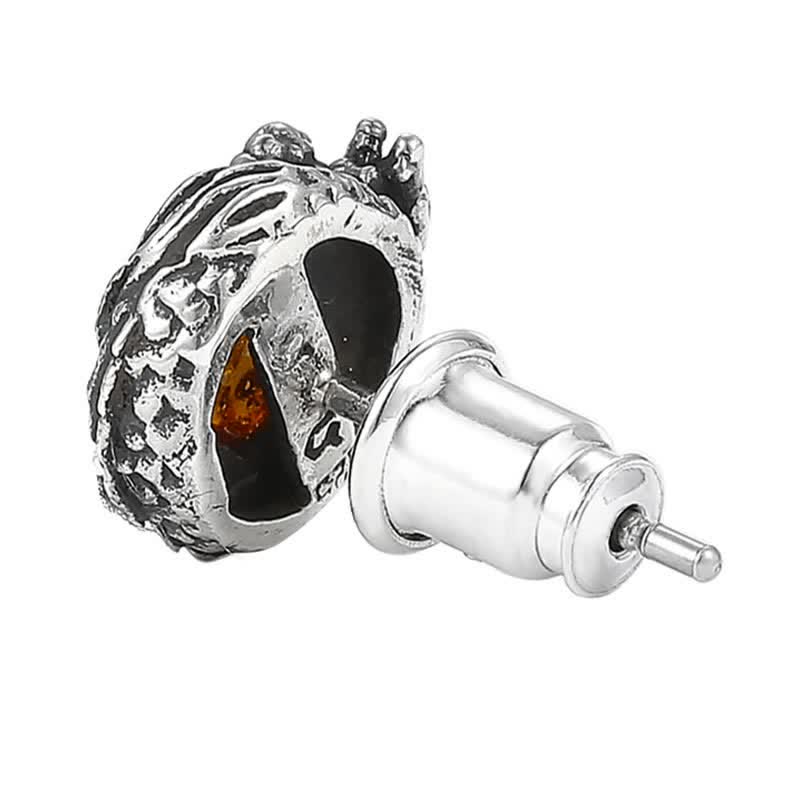 Sterling Silver Amber Dragon Success Stud Earring