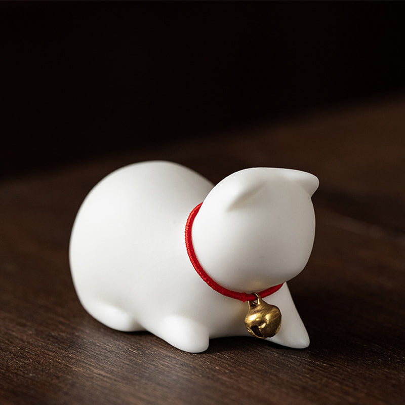 Mini Ceramic Cat Tea Pet | Sitting & Standing Figurine 5cm