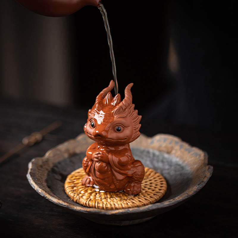 Purple Clay Luck Dragon Tea Pet Figurine | Spiritual Statue