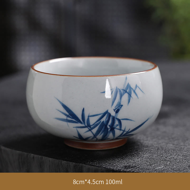 Zen Lotus Bamboo Ceramic Teacup for Meditation & Renewal