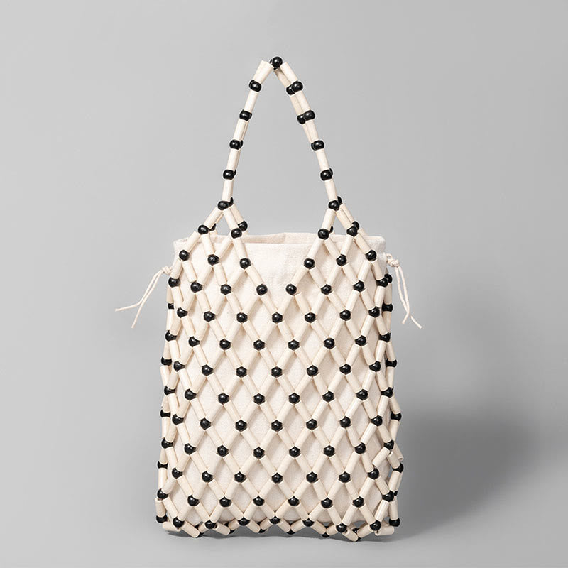 Hand-woven Mesh Hollow Wooden Beads Bag | Spiritual Jewelry