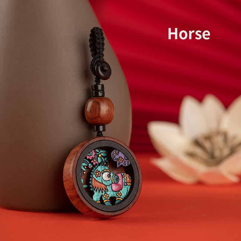 Rosewood Dragon Zodiac Key Chain for Calm & Protection