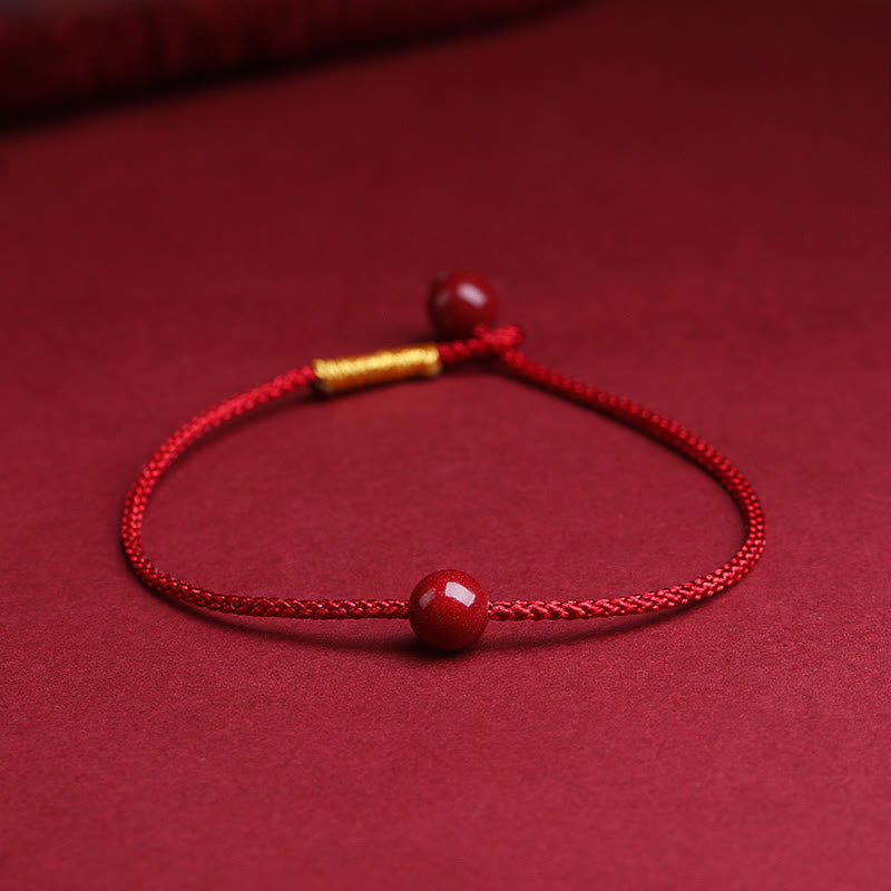 Cinnabar and Red Agate Red String Blessing Bracelet