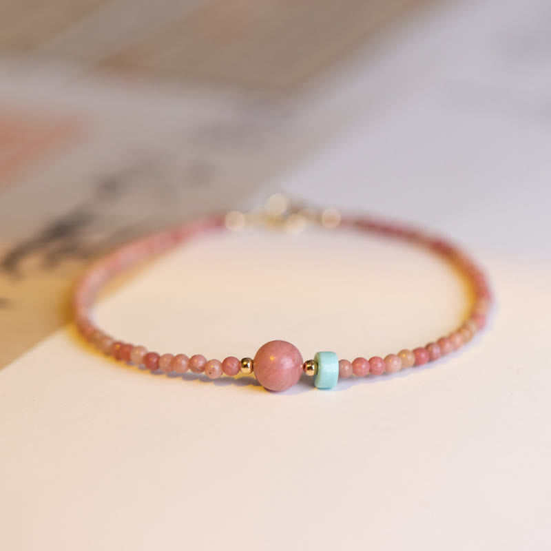 14K Gold Plated Rhodonite Loving Energy Chain Bracelet