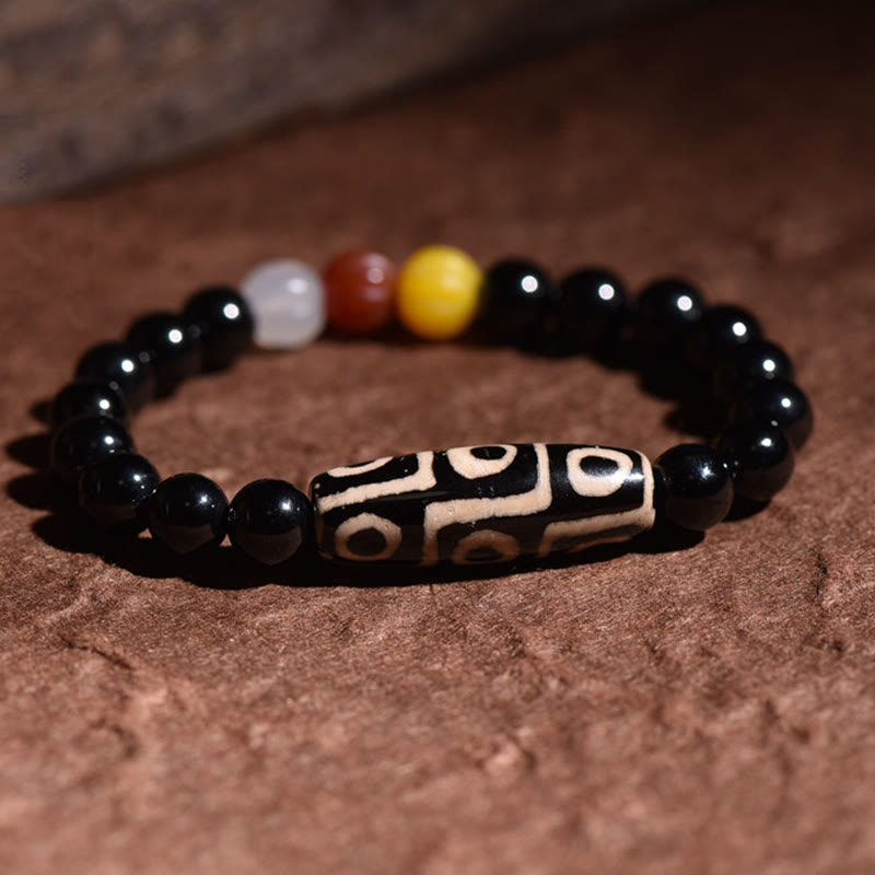 Natural Nine-Eye Dzi Bead Spiritual Wealth Bracelet