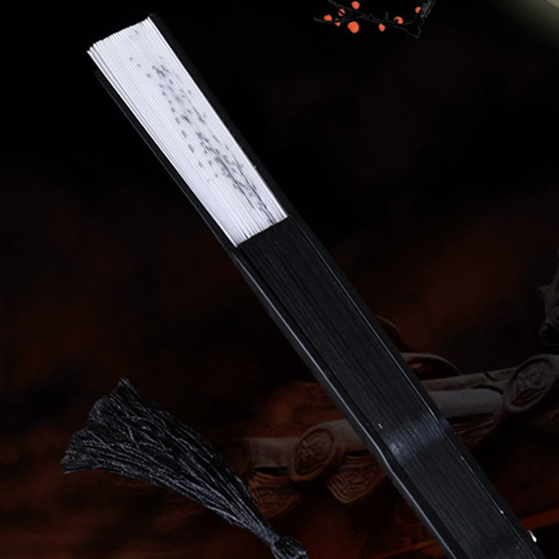 Plum Blossom Silk Bamboo Folding Fan 22.5cm Elegant Handheld