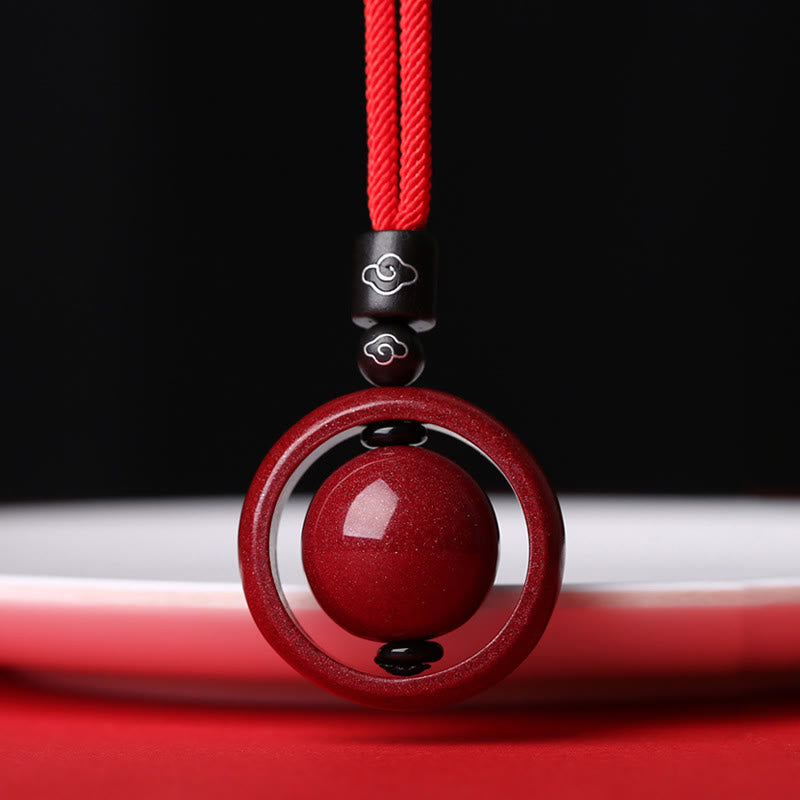 Cinnabar Om Mani Padme Hum Necklace for Blessing & Luck