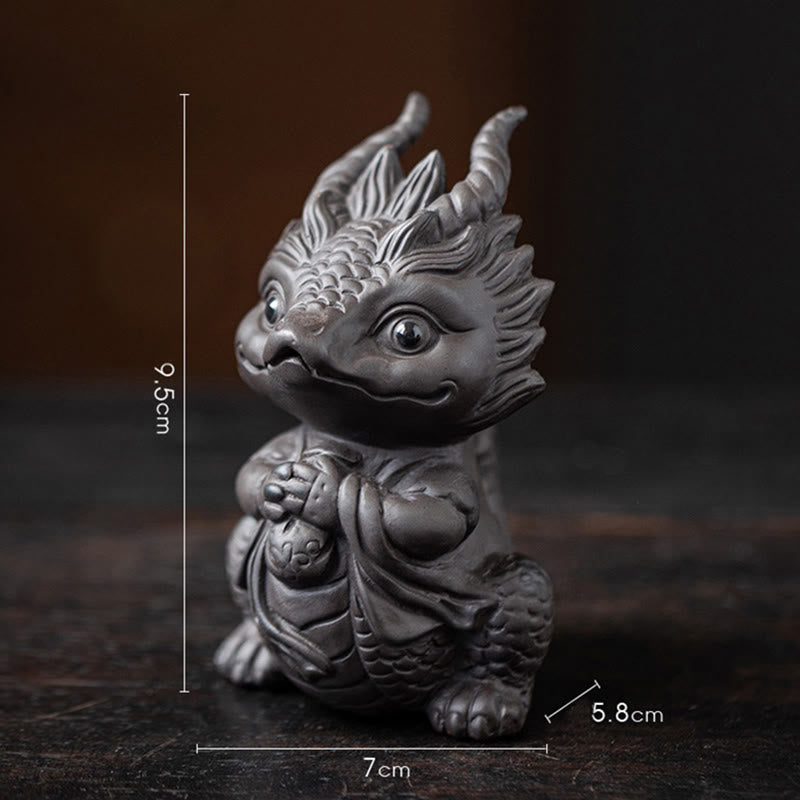 Purple Clay Luck Dragon Tea Pet Figurine | Spiritual Statue