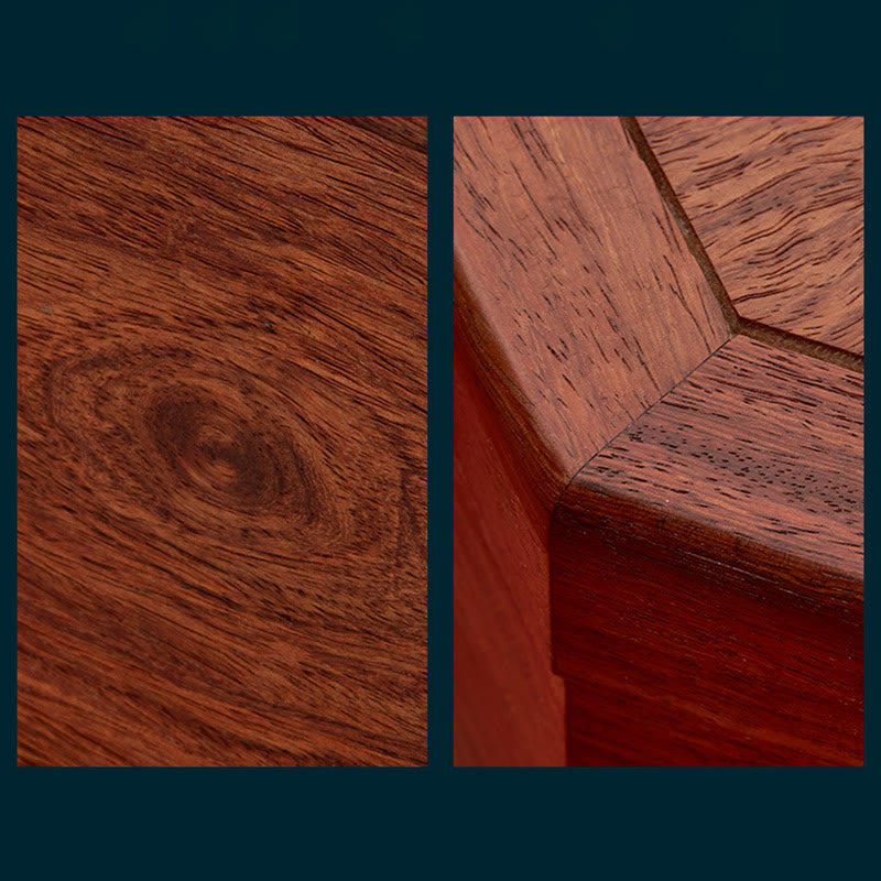 Rosewood Jewelry Box with Antique Flower Leaf Design - Handmade Storage