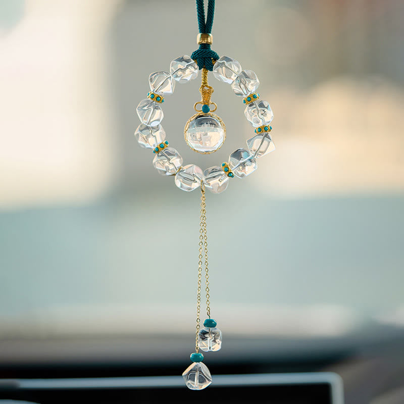 White Crystal Protection Car Hanging Decoration