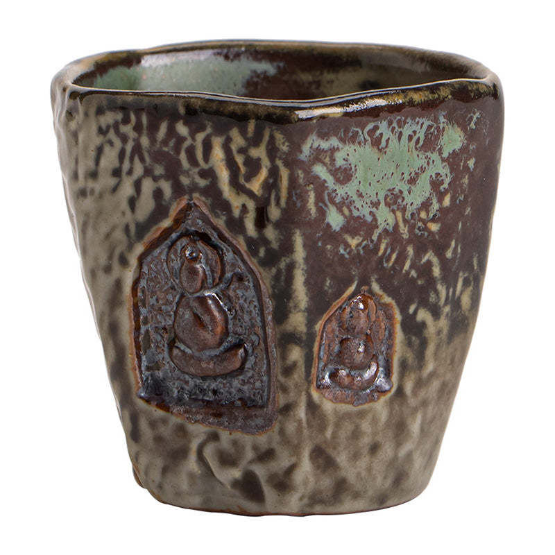 Vintage Dunhuang Ceramic Buddha Engraved Teacup 150ml
