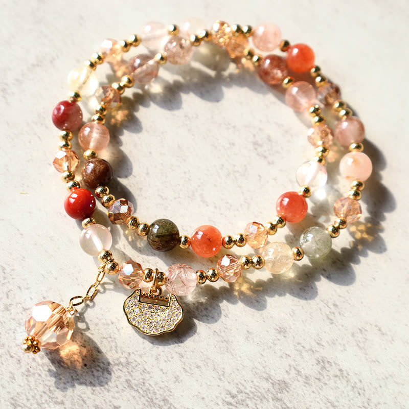 Rutilated Quartz Double Wrap Spiritual Growth Bracelet