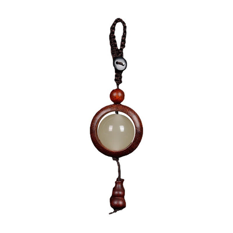 Ebony Wood Peace Key Chain | Red & Green Sandalwood Glow Beads