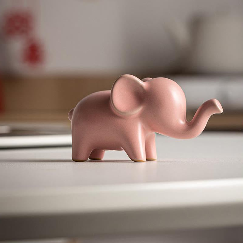 Small Ceramic Elephant Figurine for Spiritual Decor