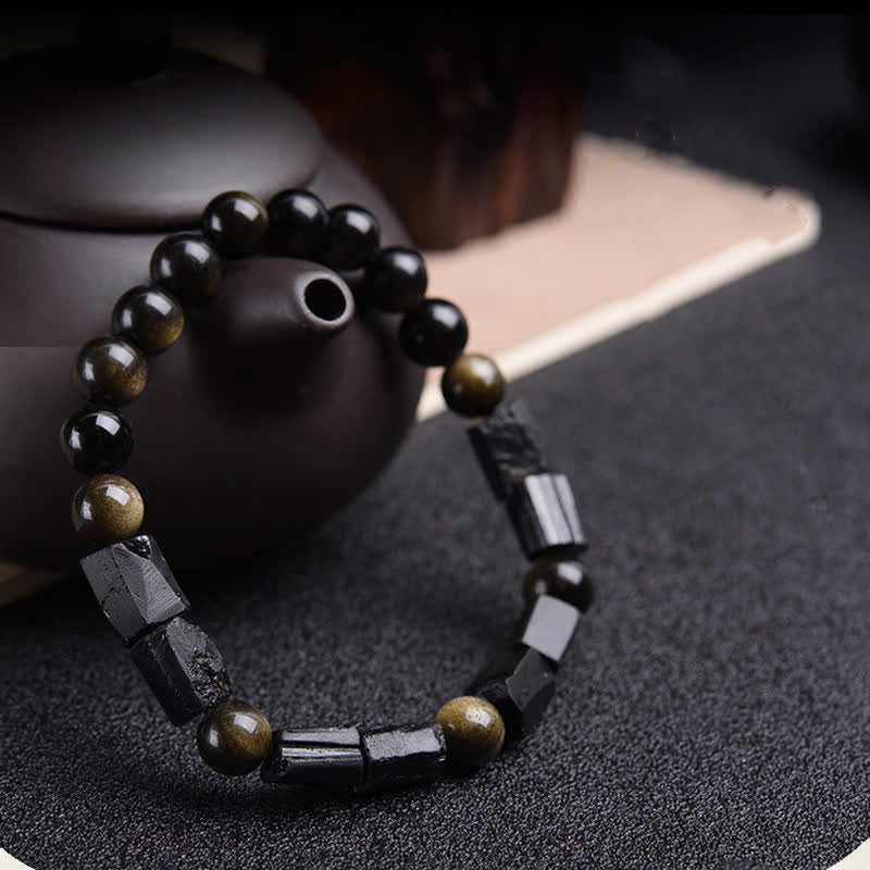 8mm Gold Sheen Obsidian Wealth Bracelet Protection