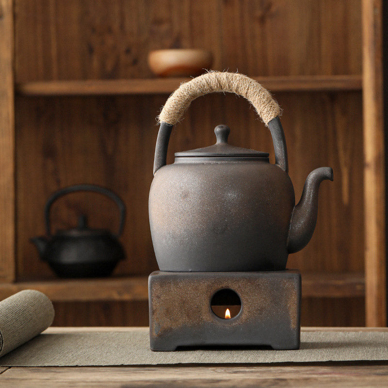 700ml Retro Brown Ceramic Gongfu Teapot with Base