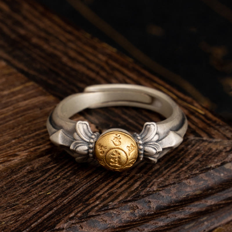 Adjustable 925 Sterling Silver Om Mani Padme Hum Mantras Ring