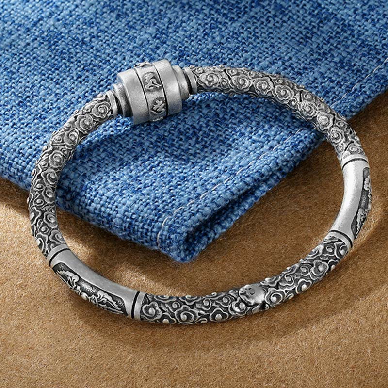 990 Sterling Silver Om Mani Padme Hum Creativity Bracelet Bangle