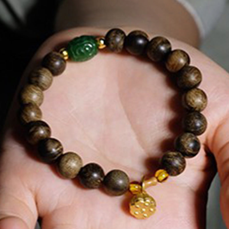 8mm Brunei Agarwood Lotus Peace & Strength Bracelet