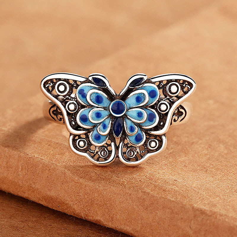 Blue Butterfly Copper Spiritual Ring for Love & Transformation