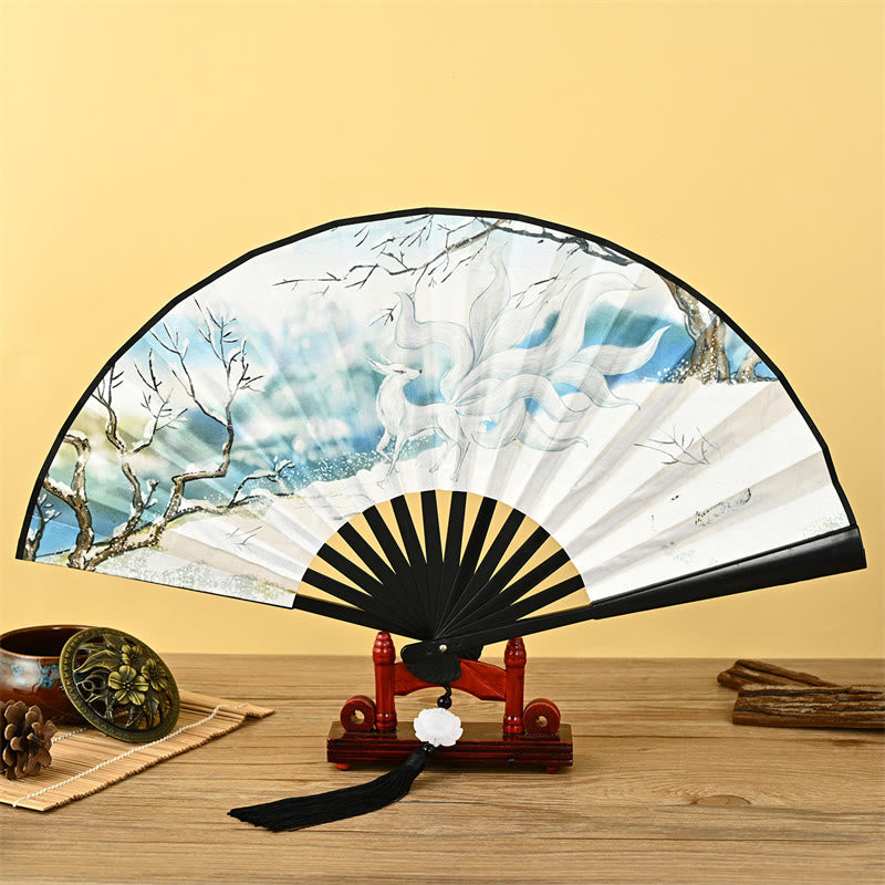 Elegant Chinese Folding Fan | Vintage Handheld Fan with Tassel