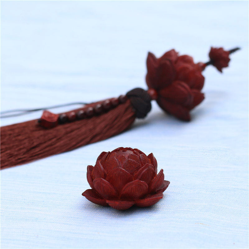 Small Leaf Red Sandalwood Zen Decor | Luck & Protection Tassel