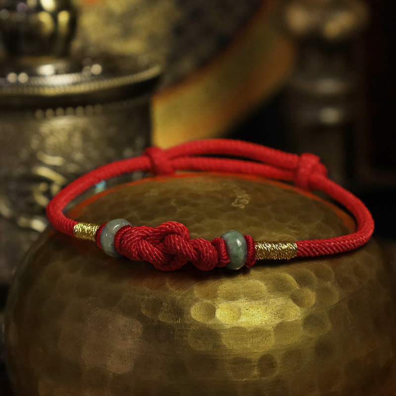 Adjustable Jade Luck Bracelet | Red String Fortune Knot