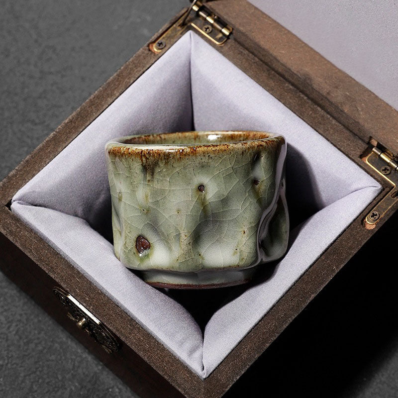 Handcrafted Jianzhan Ceramic Teacup 110ml with Cracked Ice Texture