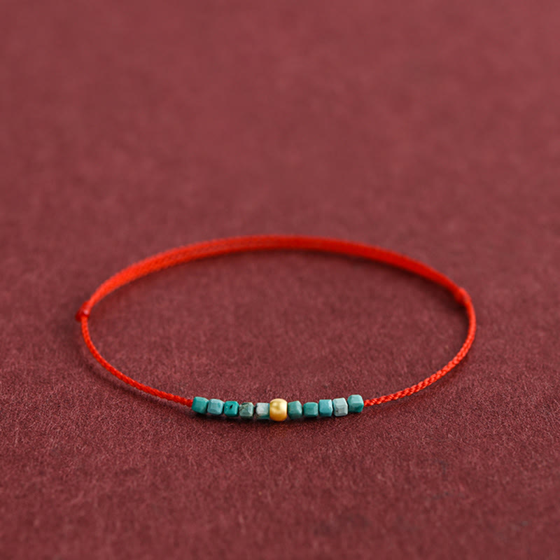 999 Gold Beads Turquoise Protection Braided Bracelet Anklet
