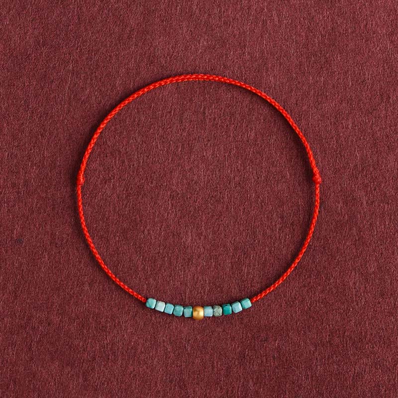 999 Gold Beads Turquoise Protection Braided Bracelet Anklet