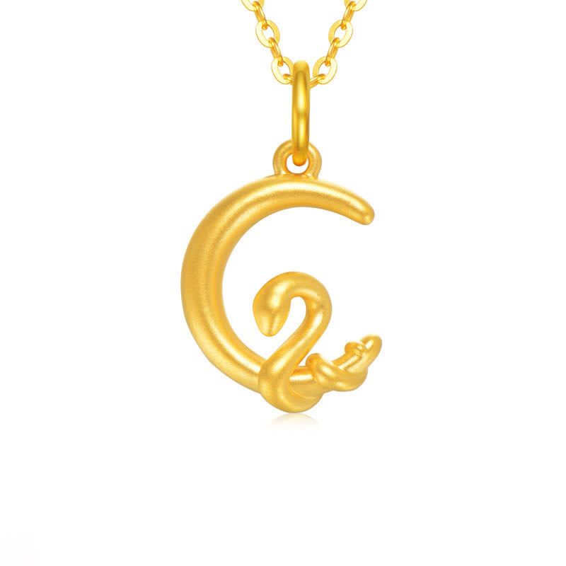 999 Gold Moon Year of the Snake Luck Necklace