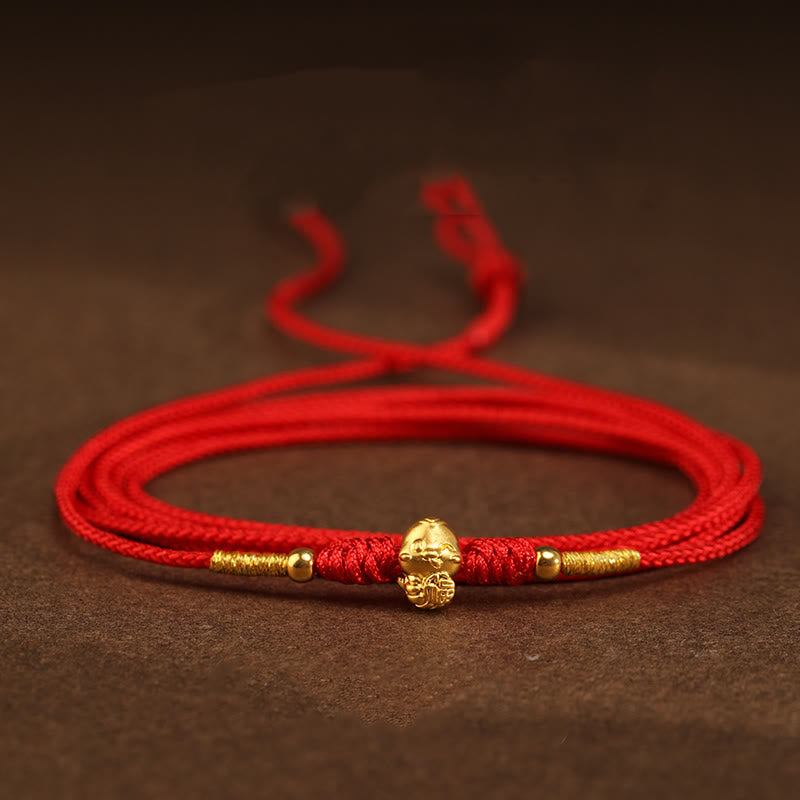 999 Gold Snake Red String Belly Chain for Protection & Prosperity