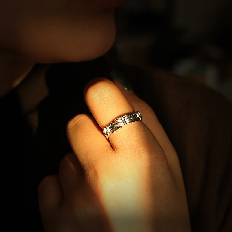 999 Sterling Silver Buddha Eyes Protection Ring