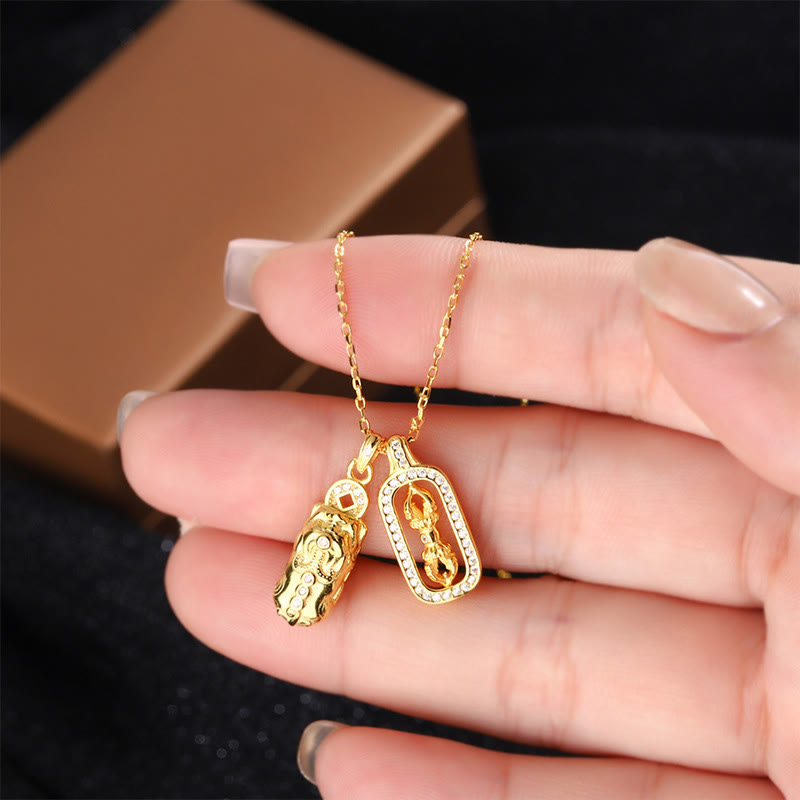 999 Sterling Silver Golden Pixiu Vajra Wealth Necklace Pendant