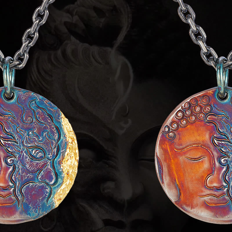 999 Sterling Silver Half Demon Half Buddha Compassion Necklace