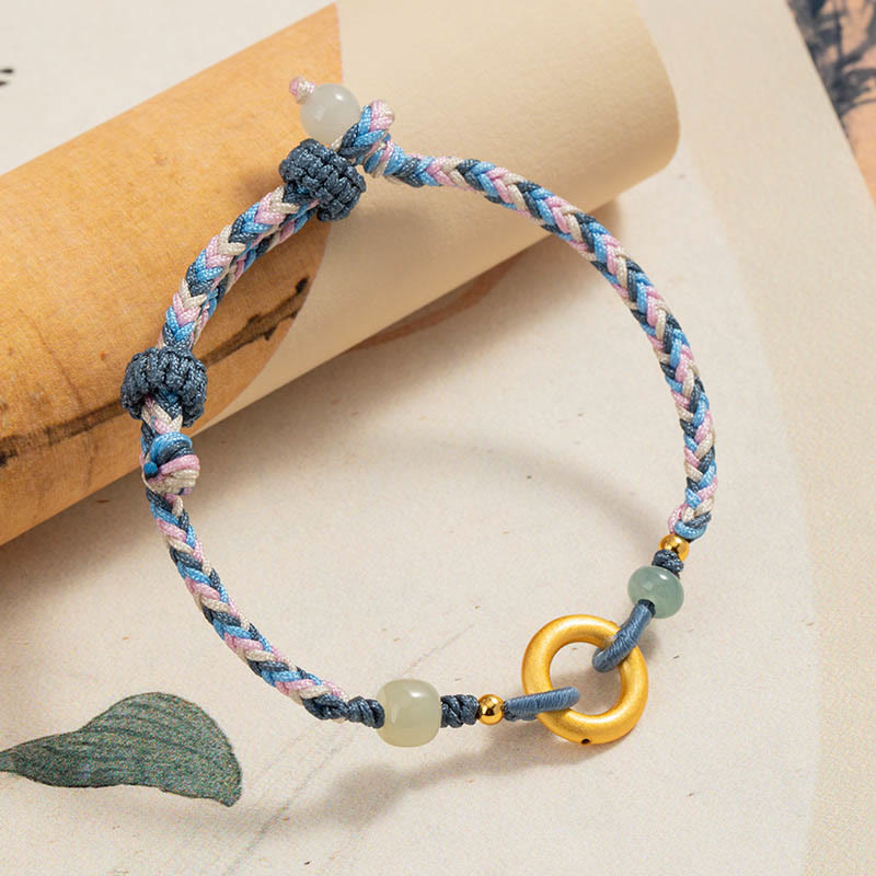 999 Sterling Silver Hetian Jade Luck Health Bracelet