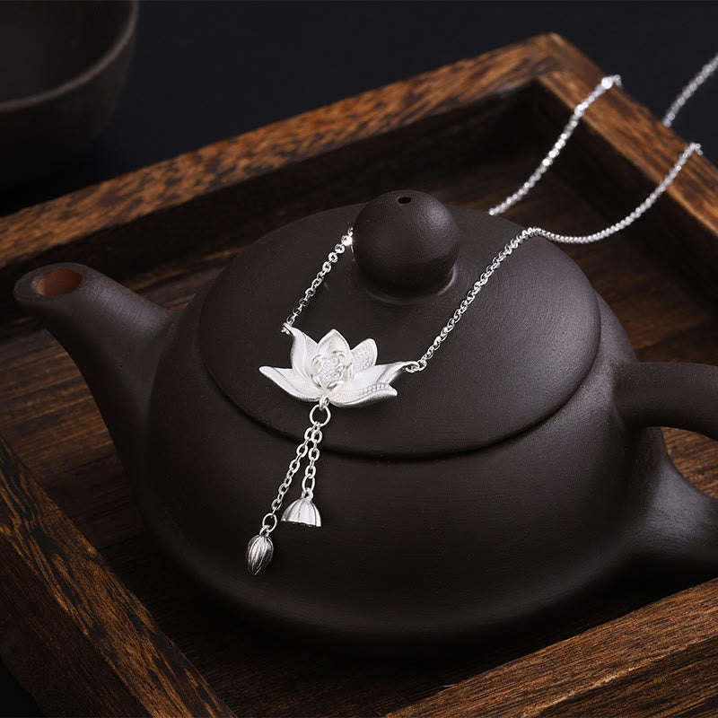999 Sterling Silver Lotus Flower Pod Enlightenment Necklace