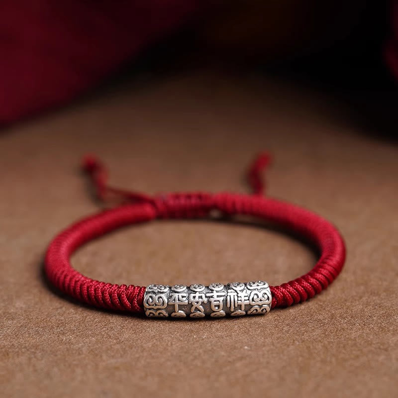 999 Sterling Silver Om Mani Padme Hum Rope Bracelet 5mm